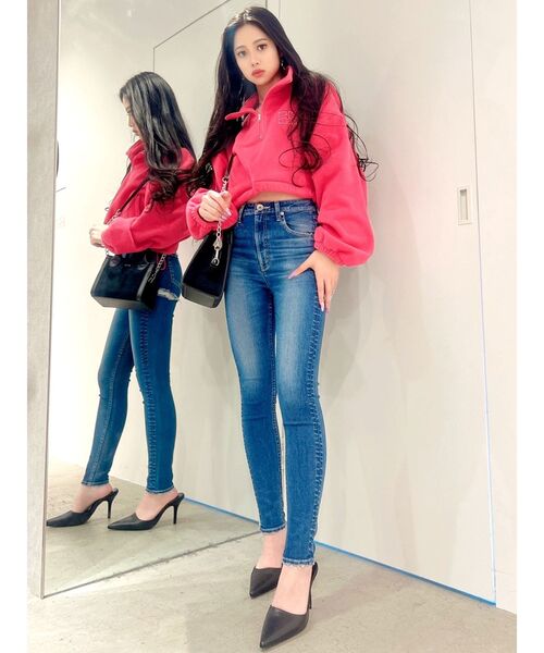 GYDA（ジェイダ）の「G SQUAREフリースアノラックショートトップス（Tシャツ/カットソー・レディース・オフホワイト/チャコールグレー/ピンク・FREE）」の6枚目の写真