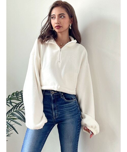 GYDA（ジェイダ）の「G SQUAREフリースアノラックショートトップス（Tシャツ/カットソー・レディース・オフホワイト/チャコールグレー/ピンク・FREE）」の12枚目の写真