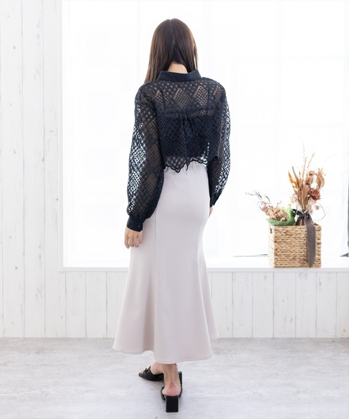 clear(クリア)の「長袖刺繍シアーシャツ≪2022AW新作≫(シャツ/ブラウス・レディース・ブラック/ベージュ/オフホワイト・F)」の21枚目の写真