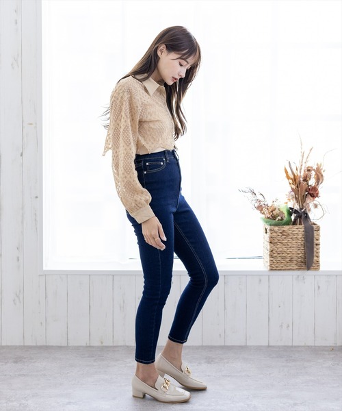 clear(クリア)の「長袖刺繍シアーシャツ≪2022AW新作≫(シャツ/ブラウス・レディース・ブラック/ベージュ/オフホワイト・F)」の17枚目の写真