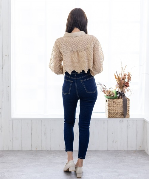 clear(クリア)の「長袖刺繍シアーシャツ≪2022AW新作≫(シャツ/ブラウス・レディース・ブラック/ベージュ/オフホワイト・F)」の15枚目の写真