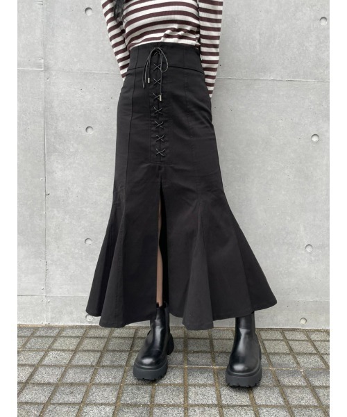 ENVYM(アンビー)の「フロントスリットマーメイドSK(スカート・レディース・ブラック/モカ・FREE)」の3枚目の写真