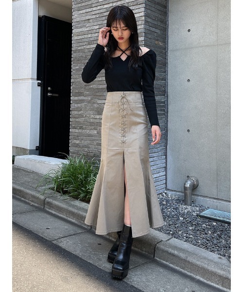 ENVYM(アンビー)の「フロントスリットマーメイドSK(スカート・レディース・ブラック/モカ・FREE)」の10枚目の写真