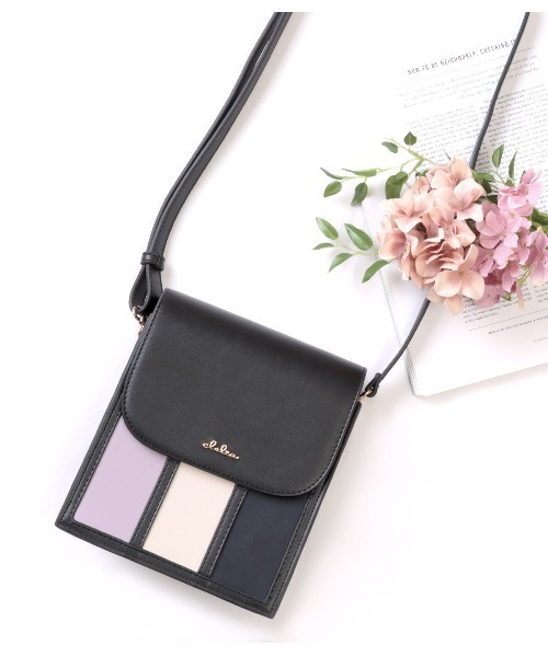 Clelia（クレリア）の「ストライプスクエアミニショルダーバッグ（ショルダーバッグ・レディース・グレー系その他/パープル系その他/ピンク系その他/ブラウン系その他/ラベンダー・ONE SIZE）」の9枚目の写真