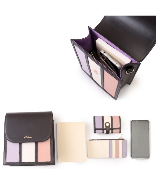 Clelia（クレリア）の「ストライプスクエアミニショルダーバッグ（ショルダーバッグ・レディース・グレー系その他/パープル系その他/ピンク系その他/ブラウン系その他/ラベンダー・ONE SIZE）」の22枚目の写真