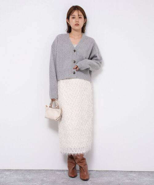 NOLLEY’S Sophi(ノーリーズソフィ)の「フリンジジャガードミディスカート(スカート・レディース・オフホワイト/ブラック・36/38)」の9枚目の写真