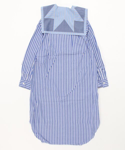 TOBILA(トビラ)の「TOBILA/トビラ ストライプMIXレモンスターパッチワークリバーシブル付け襟OP(シャツワンピース・レディース・ブルー/グリーン・FREE)」の13枚目の写真