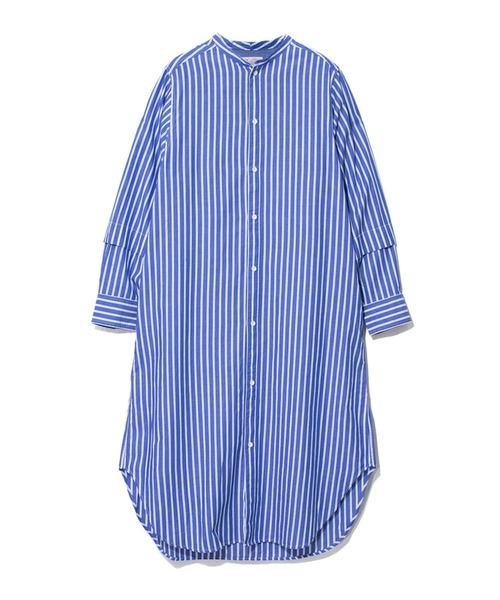 TOBILA(トビラ)の「TOBILA/トビラ ストライプMIXレモンスターパッチワークリバーシブル付け襟OP(シャツワンピース・レディース・ブルー/グリーン・FREE)」の3枚目の写真