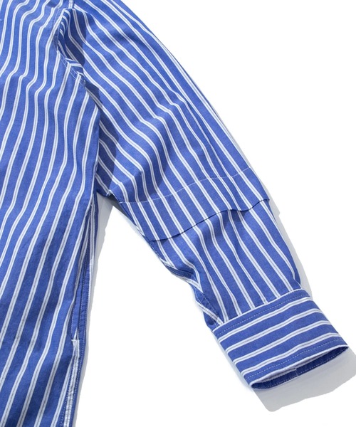 TOBILA(トビラ)の「TOBILA/トビラ ストライプMIXレモンスターパッチワークリバーシブル付け襟OP(シャツワンピース・レディース・ブルー/グリーン・FREE)」の5枚目の写真