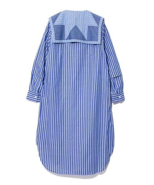 TOBILA(トビラ)の「TOBILA/トビラ ストライプMIXレモンスターパッチワークリバーシブル付け襟OP(シャツワンピース・レディース・ブルー/グリーン・FREE)」の11枚目の写真