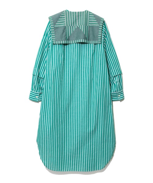 TOBILA(トビラ)の「TOBILA/トビラ ストライプMIXレモンスターパッチワークリバーシブル付け襟OP(シャツワンピース・レディース・ブルー/グリーン・FREE)」の12枚目の写真