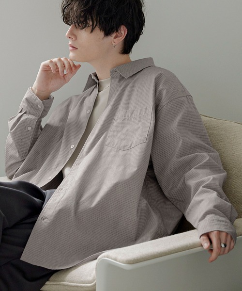 MONO-MART（モノマート）の「リラックスワイドボックスシルエット レギュラーカラーブロードL/Sシャツ（シャツ/ブラウス・メンズ・サックスブルー/ホワイト/ブルー系/ブラック/チェック・M/L）」の5枚目の写真