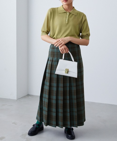 forksy.(フォルクシー)の「【forksy.】チェックプリーツロングスカート(スカート・レディース・ブラック/グリーン/ネイビー/ブラウン・FREE)」の8枚目の写真