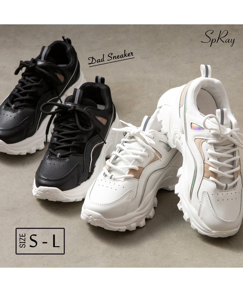 SpRay(スプレイ)の「Dadスニーカー(スニーカー・レディース・ホワイト/ブラック・SMALL/MEDIUM/LARGE)」の5枚目の写真