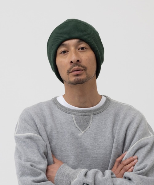 MAGIC NUMBER（マジック ナンバー）の「【MAGIC NUMBER】SALTY FATIGUE KNIT CAP（ニットキャップ/ビーニー・メンズ・ダークグリーン/ダークグレー/オレンジ・FREE）」の5枚目の写真