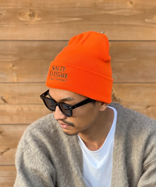MAGIC NUMBER（マジック ナンバー）の「【MAGIC NUMBER】SALTY FATIGUE KNIT CAP（ニットキャップ/ビーニー・メンズ・ダークグリーン/ダークグレー/オレンジ・FREE）」の16枚目の写真
