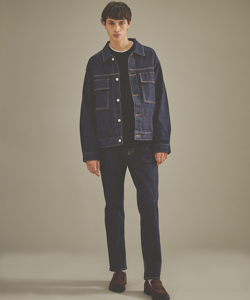 ABAHOUSE GRAY（アバハウスグレイ）の「【セットアップ対応】ストレッチ デニム ジャケット/Gジャン（ブルゾン・メンズ・ネイビー/ブルー・46/48/50）」の3枚目の写真