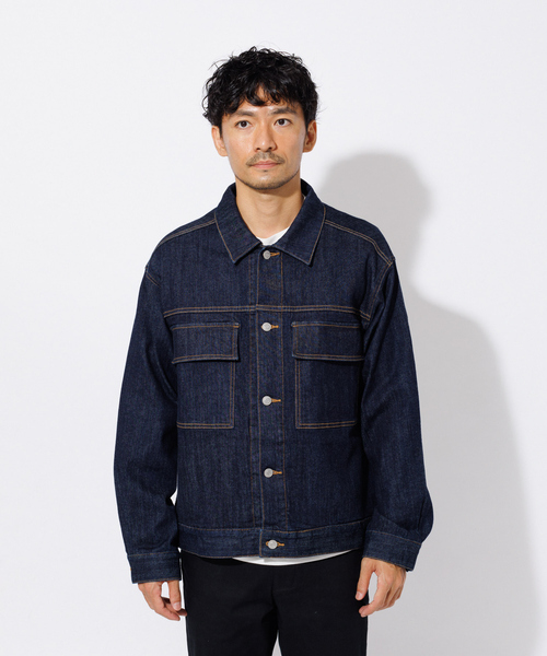 ABAHOUSE GRAY（アバハウスグレイ）の「【セットアップ対応】ストレッチ デニム ジャケット/Gジャン（ブルゾン・メンズ・ネイビー/ブルー・46/48/50）」の4枚目の写真