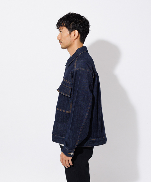 ABAHOUSE GRAY（アバハウスグレイ）の「【セットアップ対応】ストレッチ デニム ジャケット/Gジャン（ブルゾン・メンズ・ネイビー/ブルー・46/48/50）」の5枚目の写真