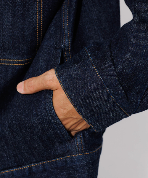 ABAHOUSE GRAY（アバハウスグレイ）の「【セットアップ対応】ストレッチ デニム ジャケット/Gジャン（ブルゾン・メンズ・ネイビー/ブルー・46/48/50）」の9枚目の写真