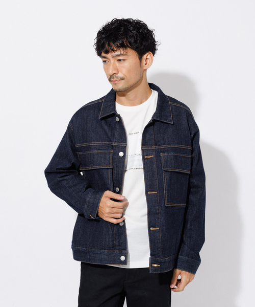 ABAHOUSE GRAY（アバハウスグレイ）の「【セットアップ対応】ストレッチ デニム ジャケット/Gジャン（ブルゾン・メンズ・ネイビー/ブルー・46/48/50）」の14枚目の写真