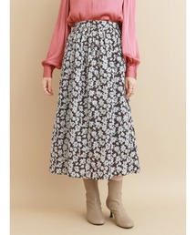 フラワープリントタックスカート