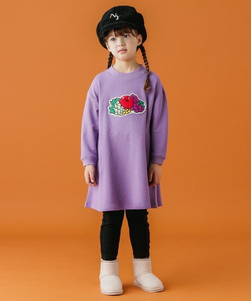 BAYFLOW(ベイフロー)の「【Fruit Of The Loom(フルーツオブザルーム)】別注Aラインカットワンピース(ワンピース・キッズ・オフホワイト/ブラウン/パープル・110cm/120cm/130cm/140cm)」の7枚目の写真