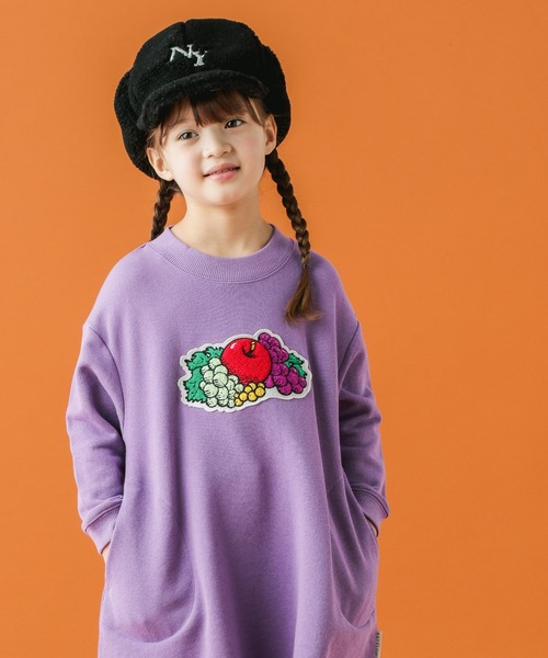 BAYFLOW(ベイフロー)の「【Fruit Of The Loom(フルーツオブザルーム)】別注Aラインカットワンピース(ワンピース・キッズ・オフホワイト/ブラウン/パープル・110cm/120cm/130cm/140cm)」の10枚目の写真