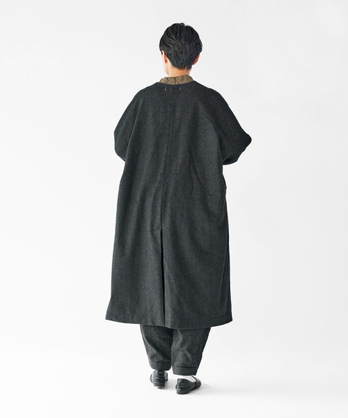 SETTO（セット）の「PORTE COAT：フラノ素材ノーカラーコート（ノーカラーコート・レディース・杢グレー/ブラック・FREE）」の13枚目の写真