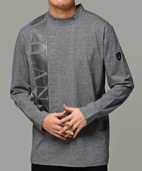 SILVER BULLET(シルバーバレット)の「『VIOLA rumore/ヴィオラ ルモーレ』メタリックプリントストレッチモックネック長袖Tシャツ(Tシャツ/カットソー・メンズ・チャコール/ブラック/オフホワイト・XL/L/M)」の1枚目の写真