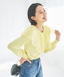 coen（コーエン）の「レースビッグカラーロングスリーブカットソー（Tシャツ/カットソー）」