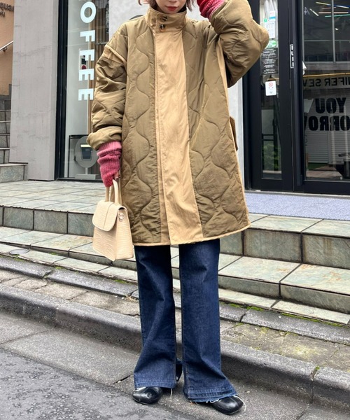 CIAOPANIC（チャオパニック）の「キルティングスタンドカラーオーバーコート（ダウンジャケット/コート・レディース・ベージュ/カーキ・FREE）」の5枚目の写真