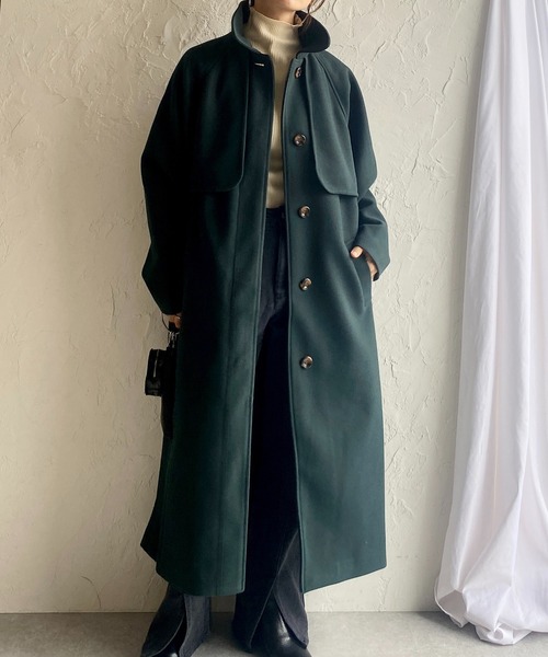 She's Closet（シーズクローゼット）の「フェイクウール2WAYロングスタンドカラーステンカラーコート（ステンカラーコート・レディース・モカ/ベージュ/ダークグリーン/ブラック/アイボリー・FREE）」の5枚目の写真