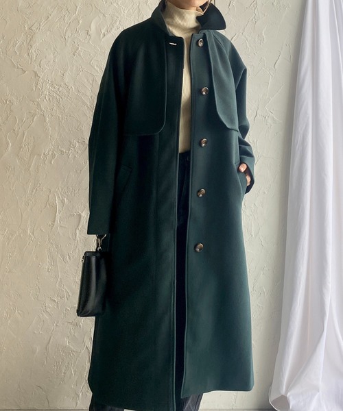 She's Closet（シーズクローゼット）の「フェイクウール2WAYロングスタンドカラーステンカラーコート（ステンカラーコート・レディース・モカ/ベージュ/ダークグリーン/ブラック/アイボリー・FREE）」の7枚目の写真