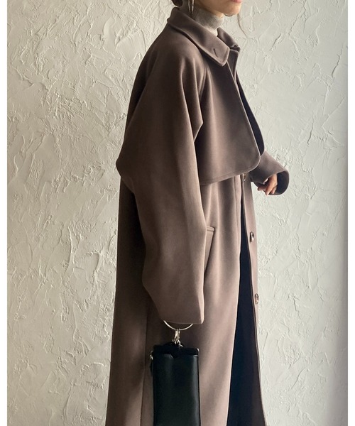 She's Closet（シーズクローゼット）の「フェイクウール2WAYロングスタンドカラーステンカラーコート（ステンカラーコート・レディース・モカ/ベージュ/ダークグリーン/ブラック/アイボリー・FREE）」の10枚目の写真