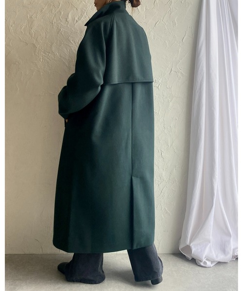 She's Closet（シーズクローゼット）の「フェイクウール2WAYロングスタンドカラーステンカラーコート（ステンカラーコート・レディース・モカ/ベージュ/ダークグリーン/ブラック/アイボリー・FREE）」の12枚目の写真