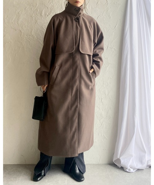 She's Closet（シーズクローゼット）の「フェイクウール2WAYロングスタンドカラーステンカラーコート（ステンカラーコート・レディース・モカ/ベージュ/ダークグリーン/ブラック/アイボリー・FREE）」の16枚目の写真