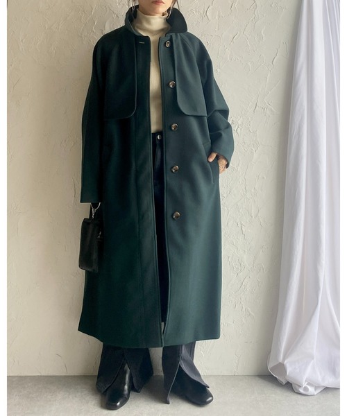She's Closet（シーズクローゼット）の「フェイクウール2WAYロングスタンドカラーステンカラーコート（ステンカラーコート・レディース・モカ/ベージュ/ダークグリーン/ブラック/アイボリー・FREE）」の21枚目の写真