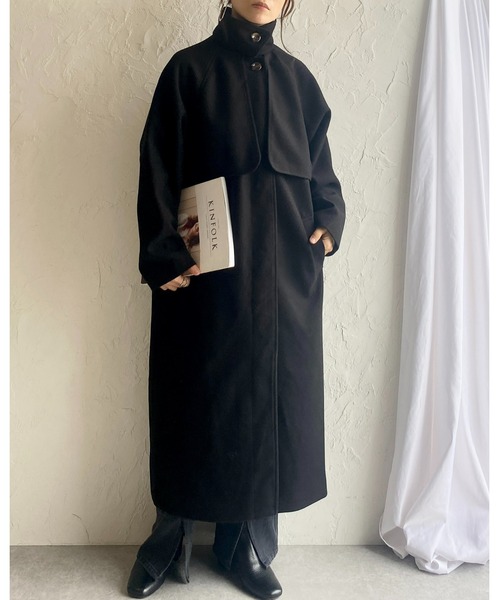 She's Closet（シーズクローゼット）の「フェイクウール2WAYロングスタンドカラーステンカラーコート（ステンカラーコート・レディース・モカ/ベージュ/ダークグリーン/ブラック/アイボリー・FREE）」の22枚目の写真