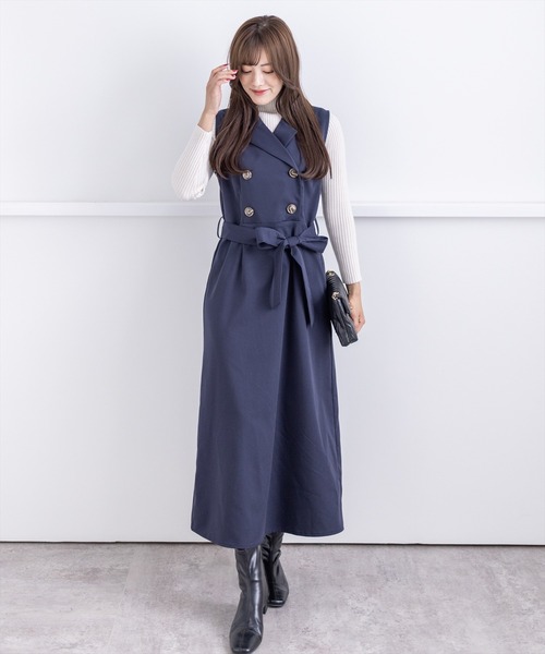 clear（クリア）の「トレンチノースリーブワンピース（ワンピース・レディース・ネイビー/モカ・F）」の11枚目の写真
