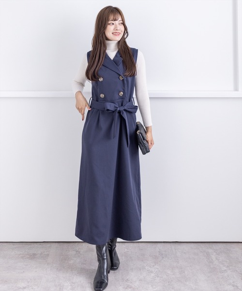 clear（クリア）の「トレンチノースリーブワンピース（ワンピース・レディース・ネイビー/モカ・F）」の12枚目の写真