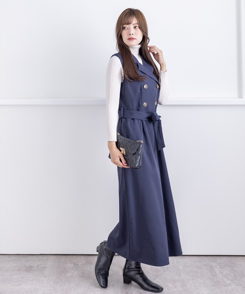 clear（クリア）の「トレンチノースリーブワンピース（ワンピース・レディース・ネイビー/モカ・F）」の14枚目の写真
