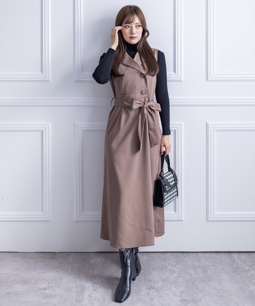 clear（クリア）の「トレンチノースリーブワンピース（ワンピース・レディース・ネイビー/モカ・F）」の15枚目の写真