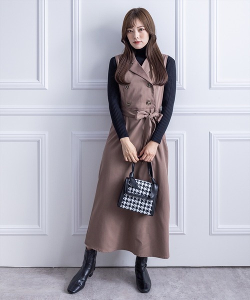 clear（クリア）の「トレンチノースリーブワンピース（ワンピース・レディース・ネイビー/モカ・F）」の16枚目の写真