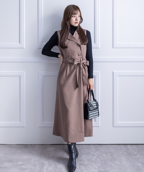 clear（クリア）の「トレンチノースリーブワンピース（ワンピース・レディース・ネイビー/モカ・F）」の18枚目の写真