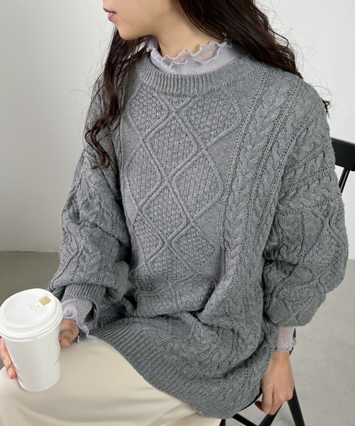 CLEA（クレア）の「裾メロウ/ラメシアーインナートップス（Tシャツ/カットソー・レディース・ピンクベージュ/ライトグレー/アイボリー・FREE）」の7枚目の写真