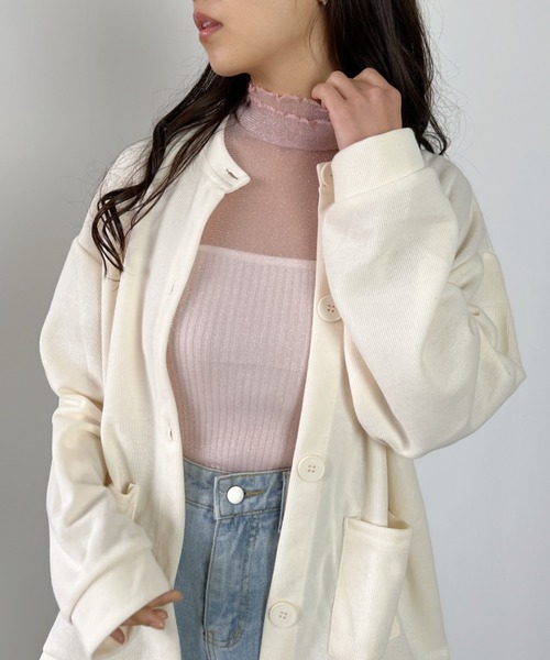 CLEA（クレア）の「裾メロウ/ラメシアーインナートップス（Tシャツ/カットソー・レディース・ピンクベージュ/ライトグレー/アイボリー・FREE）」の16枚目の写真