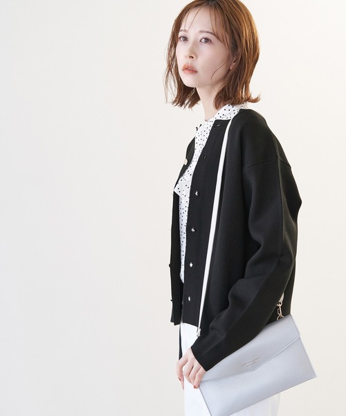 ROPE' PICNIC(ロペピクニック)の「洗濯機OK/ミラノリブコンパクトカーディガン(カーディガン/ボレロ・レディース・ターコイズブルー/オフホワイト/ブラック/ホワイト系その他5/ピンク系その他・38)」の3枚目の写真