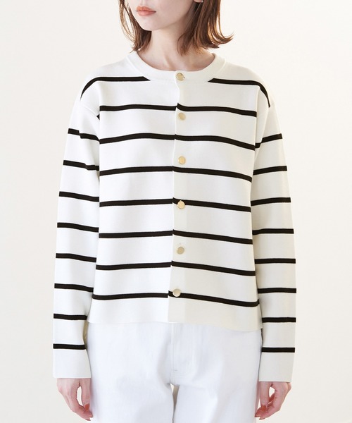 ROPE' PICNIC(ロペピクニック)の「洗濯機OK/ミラノリブコンパクトカーディガン(カーディガン/ボレロ・レディース・ターコイズブルー/オフホワイト/ブラック/ホワイト系その他5/ピンク系その他・38)」の6枚目の写真