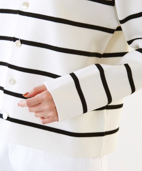 ROPE' PICNIC(ロペピクニック)の「洗濯機OK/ミラノリブコンパクトカーディガン(カーディガン/ボレロ・レディース・ターコイズブルー/オフホワイト/ブラック/ホワイト系その他5/ピンク系その他・38)」の11枚目の写真